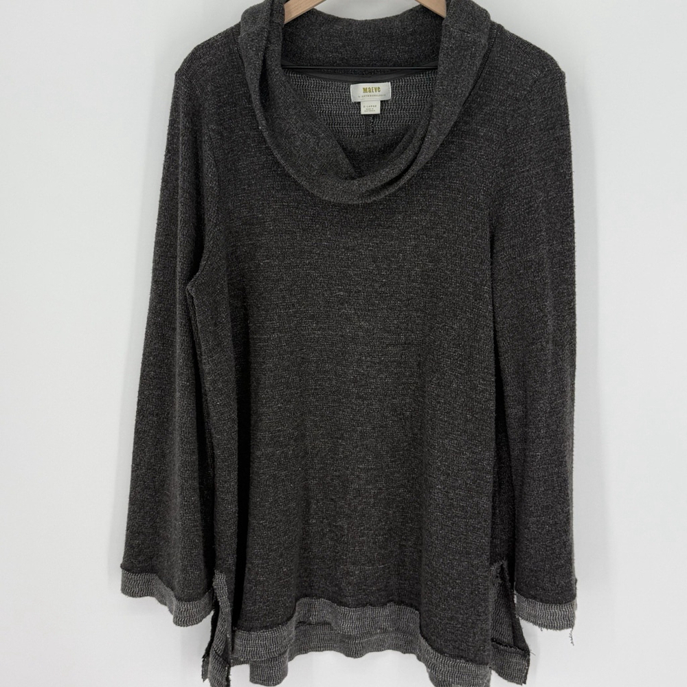 Maeve by Anthropologie Risa Hacci cowlneck grey tunic top sweater Size XL